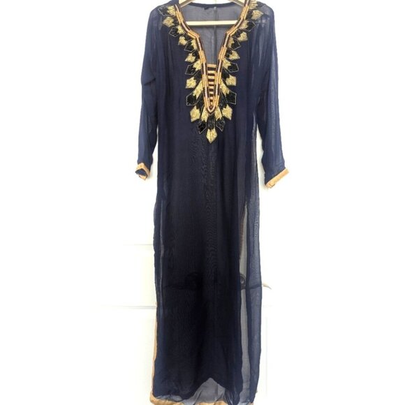 Other - Women's Navy & Gold Sheer Kurta With Gold Embellishments - size XS New